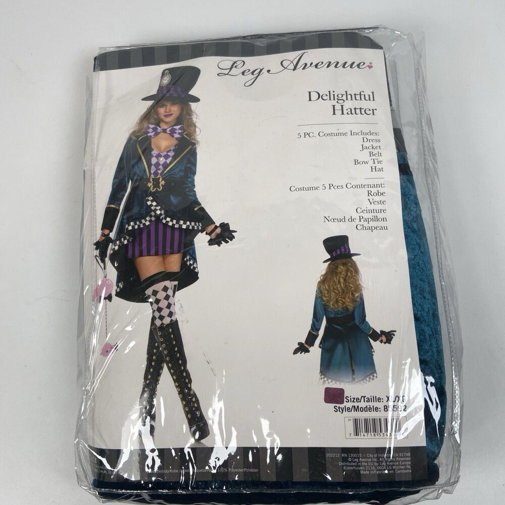 Leg Avenue Delightful Mad Hatter Women's Costume 5 Piece Size XL New